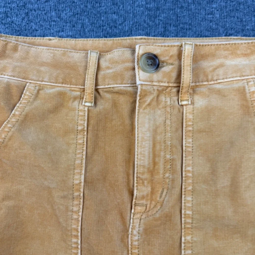 American Eagle Corduroy Mini Skirt Women's 2 Yellow Hi-Rise A-Line Super Stretch